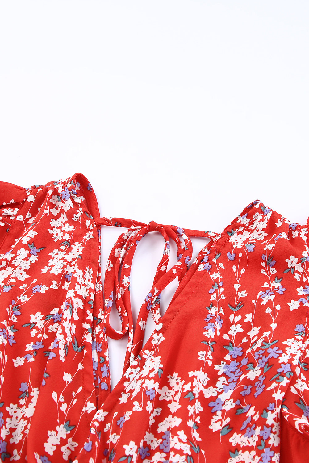 Conjunto rojo floral blusa y falda larga